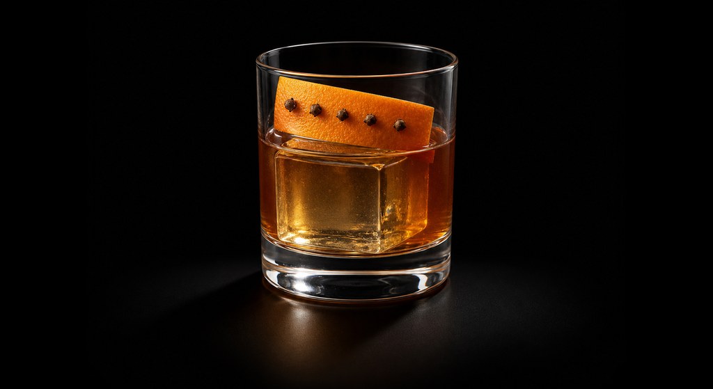 Crown Chelsea cocktail on a dark studio background