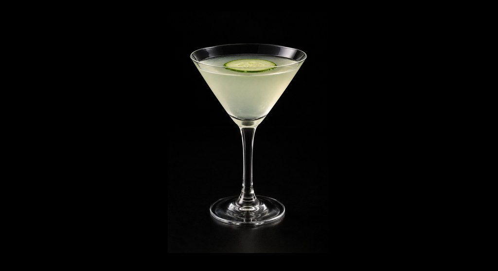 Cucumber Martini cocktail on a dark studio background