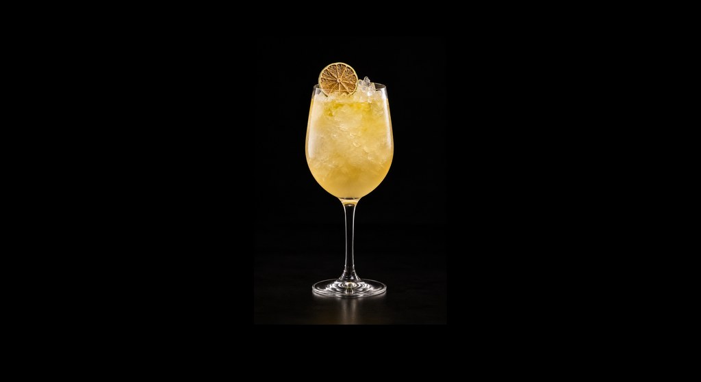 Daisy de Santiago cocktail on a dark studio background