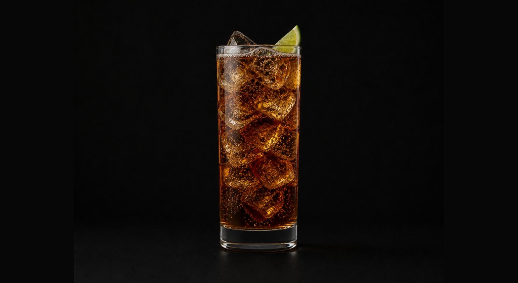 Dark And Stormier cocktail on a dark studio background