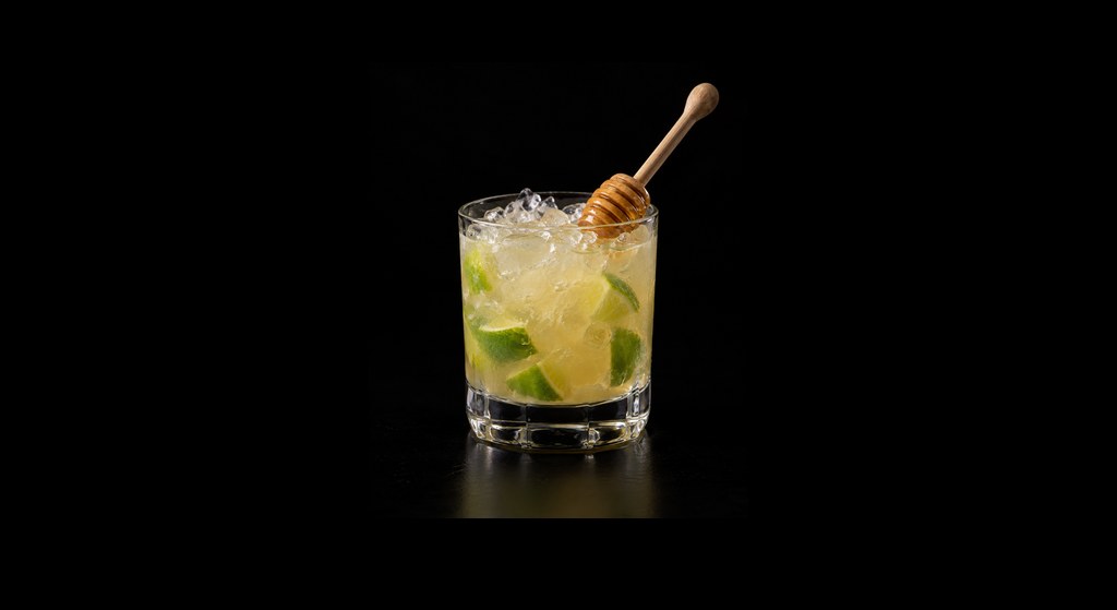 Dawa cocktail on a dark studio background