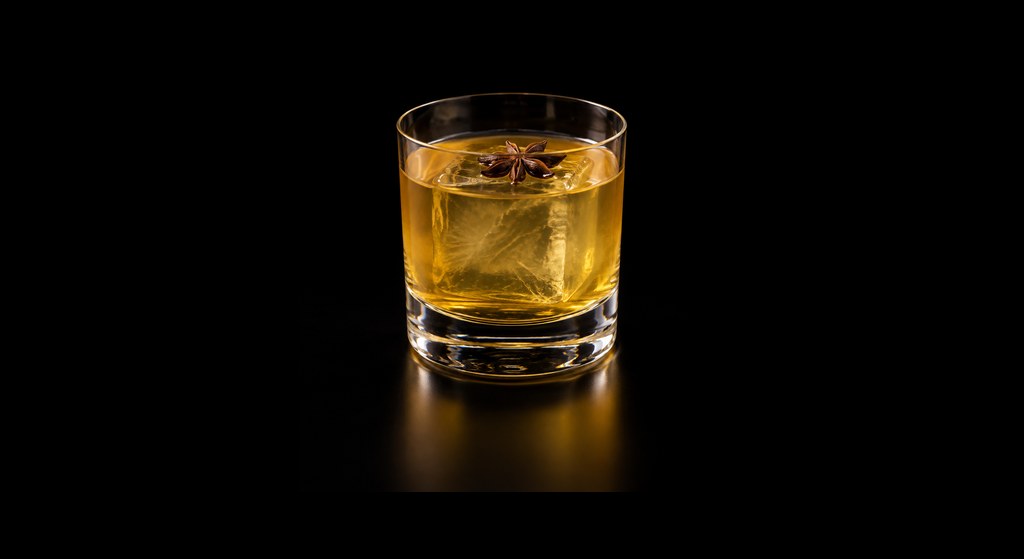Death Star cocktail on a dark studio background