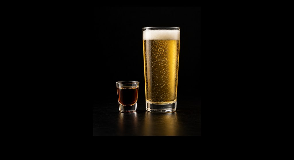 Deer & Beer cocktail on a dark studio background