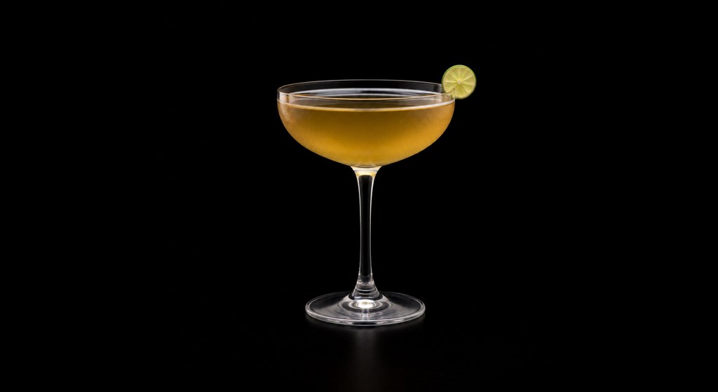 Department of Agricole cocktail on a dark studio background