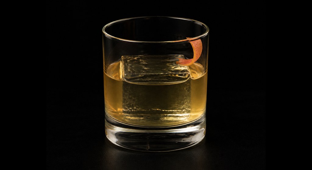 Desert Cruiser cocktail on a dark studio background