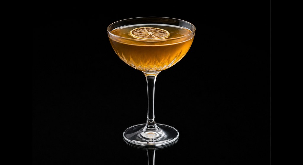 Detroit Athletic Club cocktail on a dark studio background