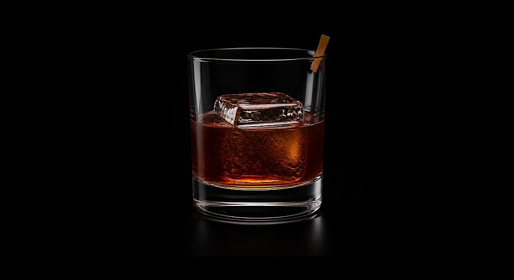 Doubloon cocktail on a dark studio background