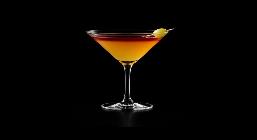 Eighteen '97 cocktail on a dark studio background