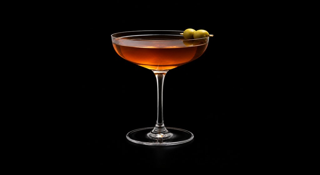 El Capitán cocktail on a dark studio background