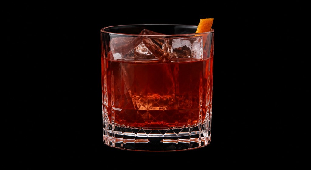 El Pedroni cocktail on a dark studio background