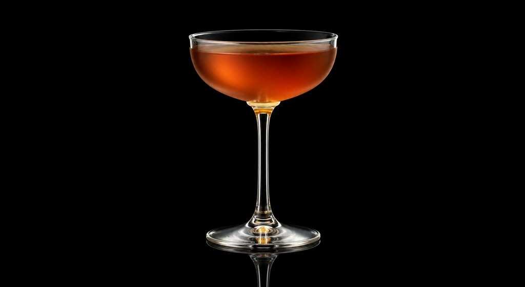 El Presidente cocktail on a dark studio background