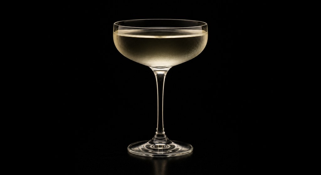 Elderflower Martini No.2 cocktail on a dark studio background