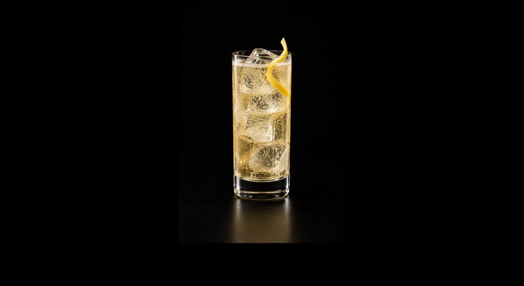 Eleanore Apple Highball cocktail on a dark studio background