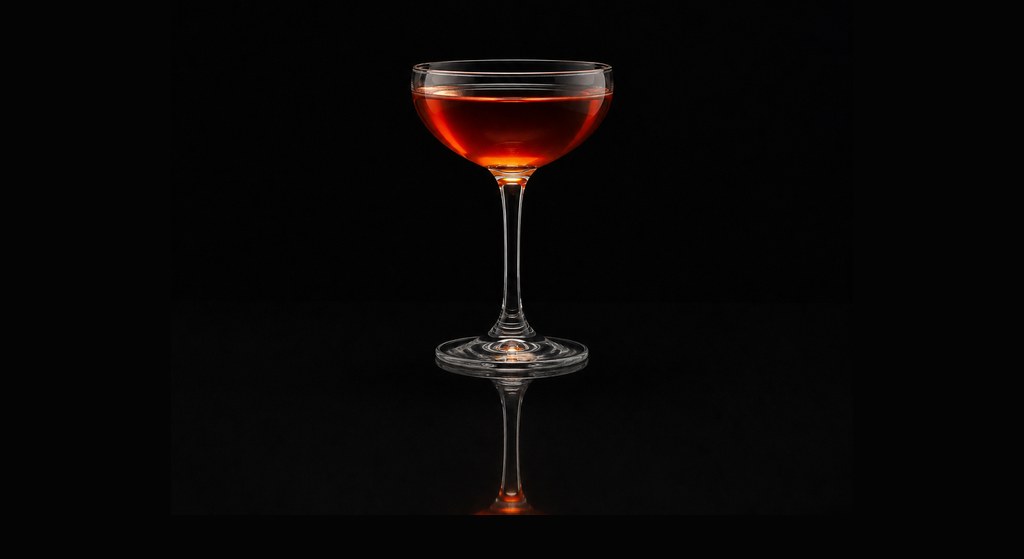 Elegant Rob Roy cocktail on a dark studio background