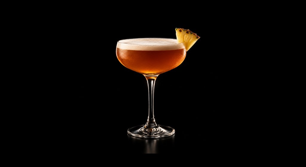 Elk's Own cocktail on a dark studio background