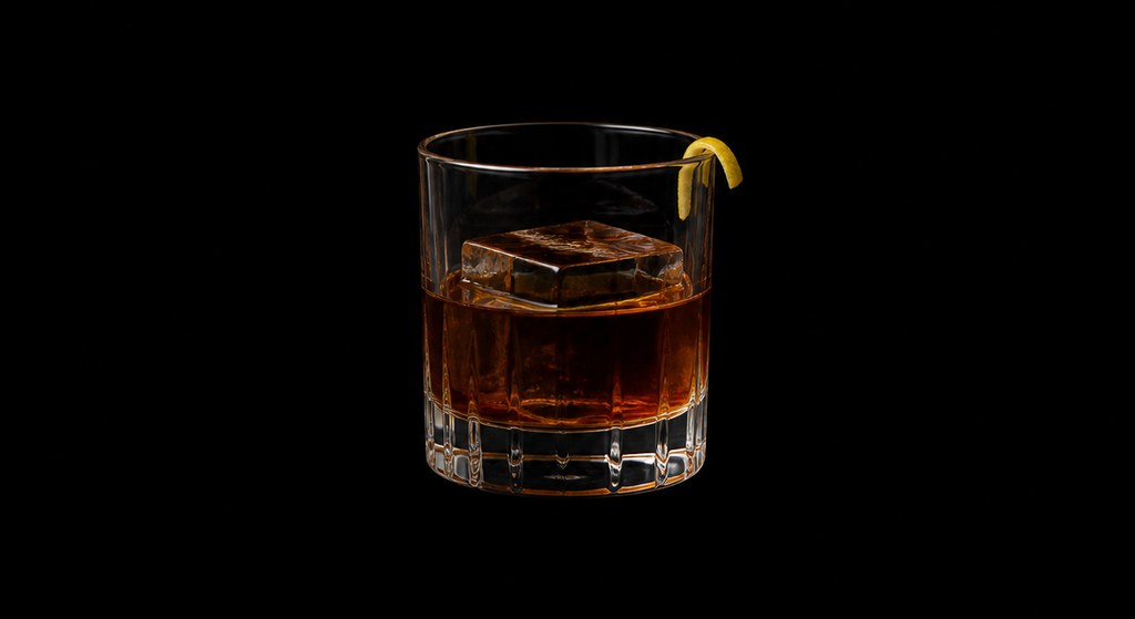Embittered Garibaldi cocktail on a dark studio background
