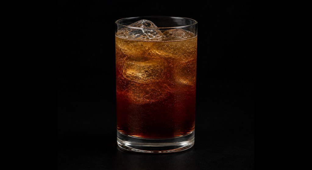 Espresso Martini & Tonic cocktail on a dark studio background