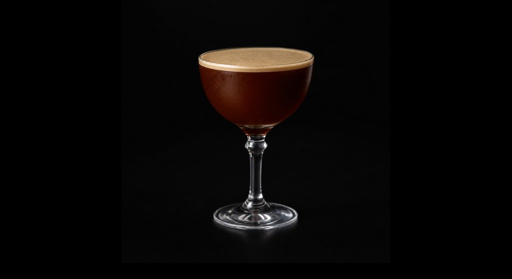 Espresso Sour cocktail on a dark studio background