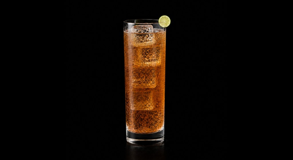 Eva Peron cocktail on a dark studio background