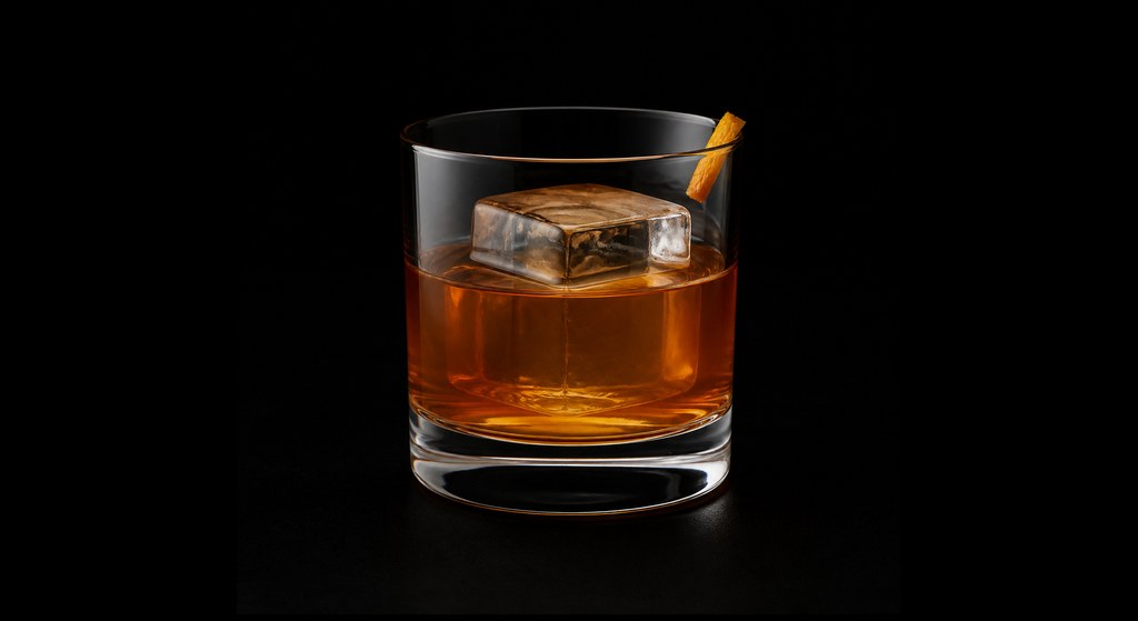 Expense Account cocktail on a dark studio background