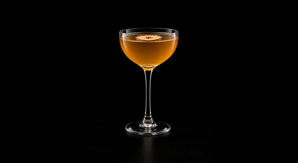 Fall From The Tree cocktail on a dark studio background