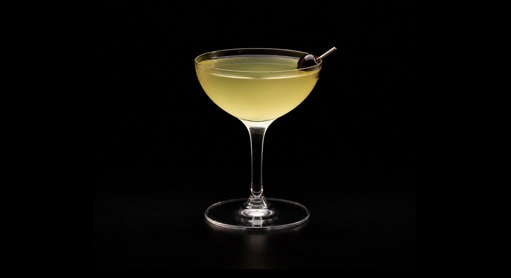 Famous Last Word cocktail on a dark studio background