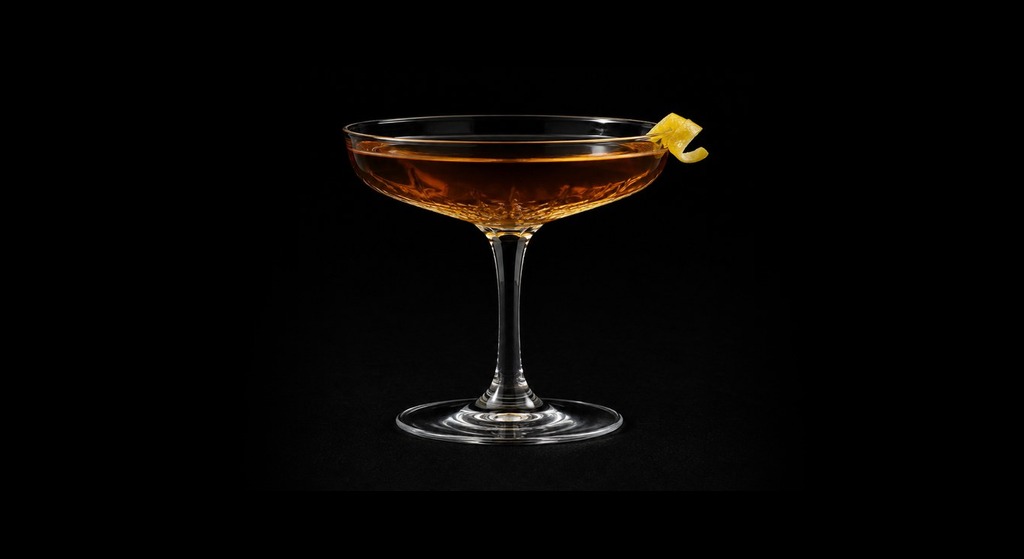 Fancy Whiskey cocktail on a dark studio background