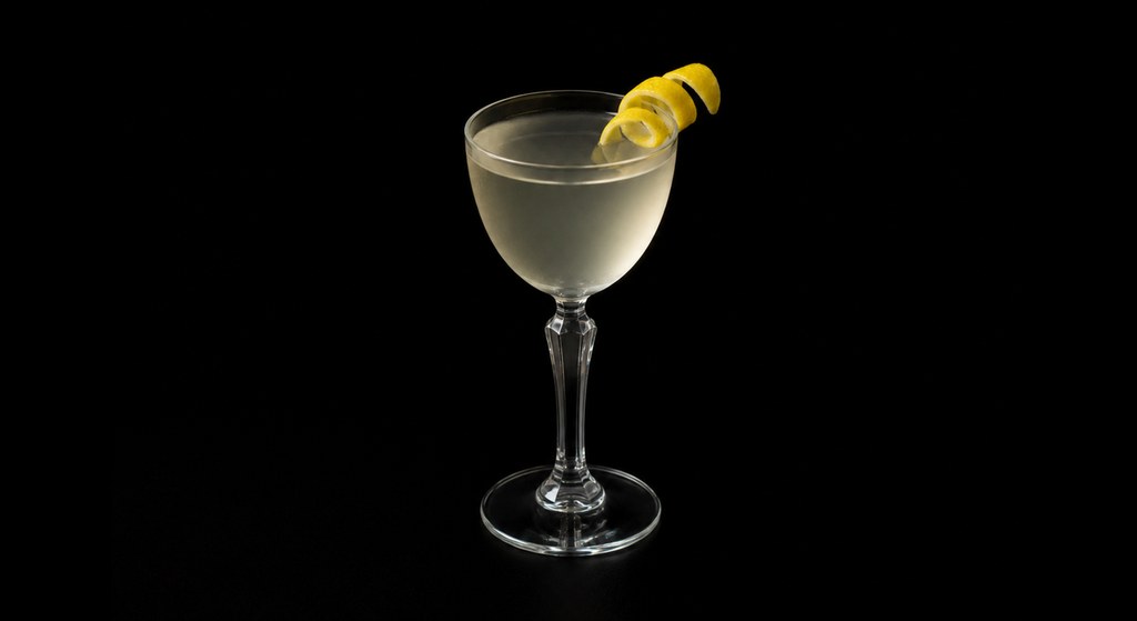 Fifty-Fifty Martini cocktail on a dark studio background