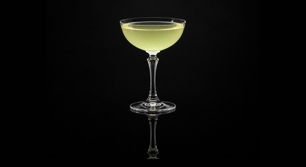 Final Rhuse cocktail on a dark studio background