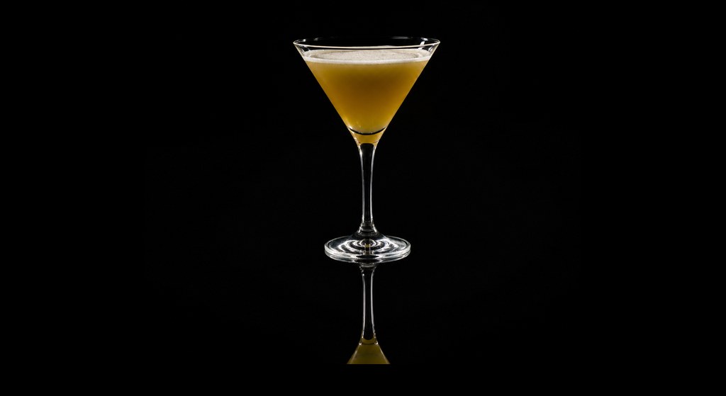 Final Voyage cocktail on a dark studio background