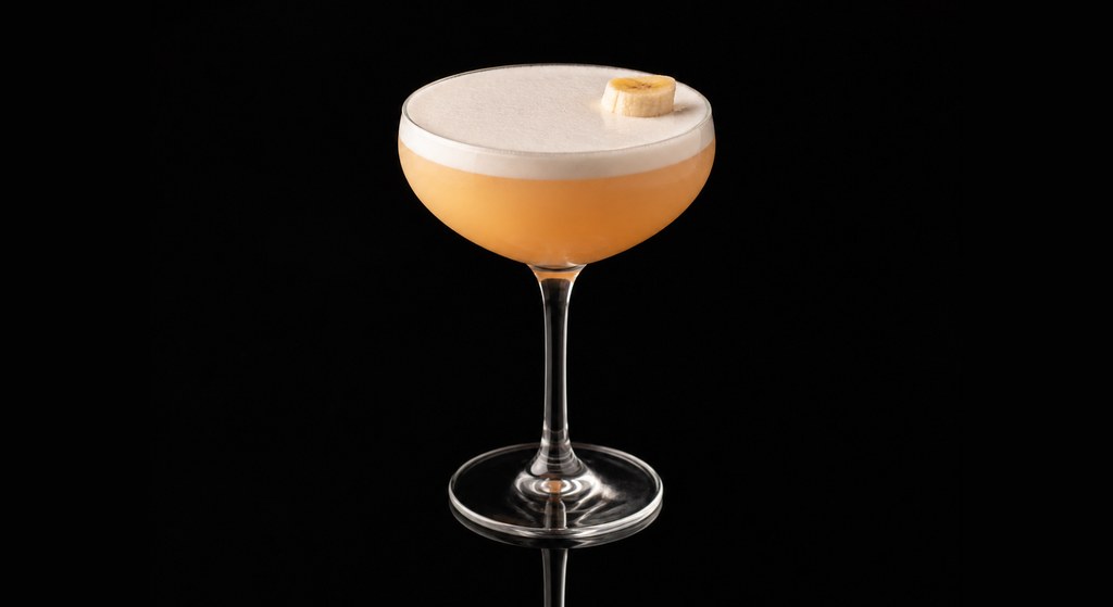 Flamingo No. 2 cocktail on a dark studio background