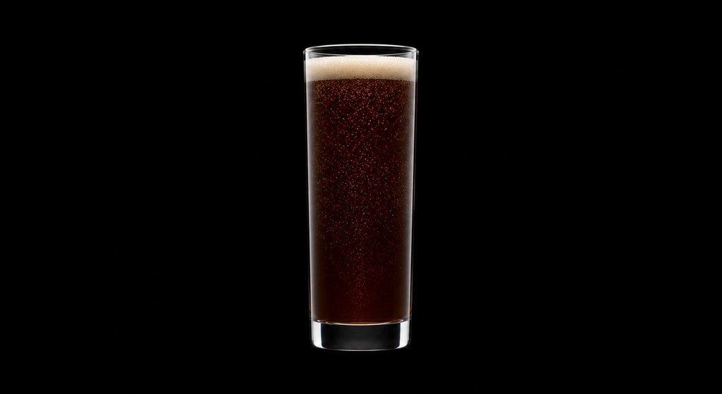 Flander's Flake-Out cocktail on a dark studio background