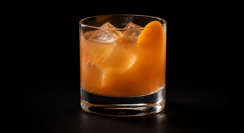 Flannel Shirt cocktail on a dark studio background