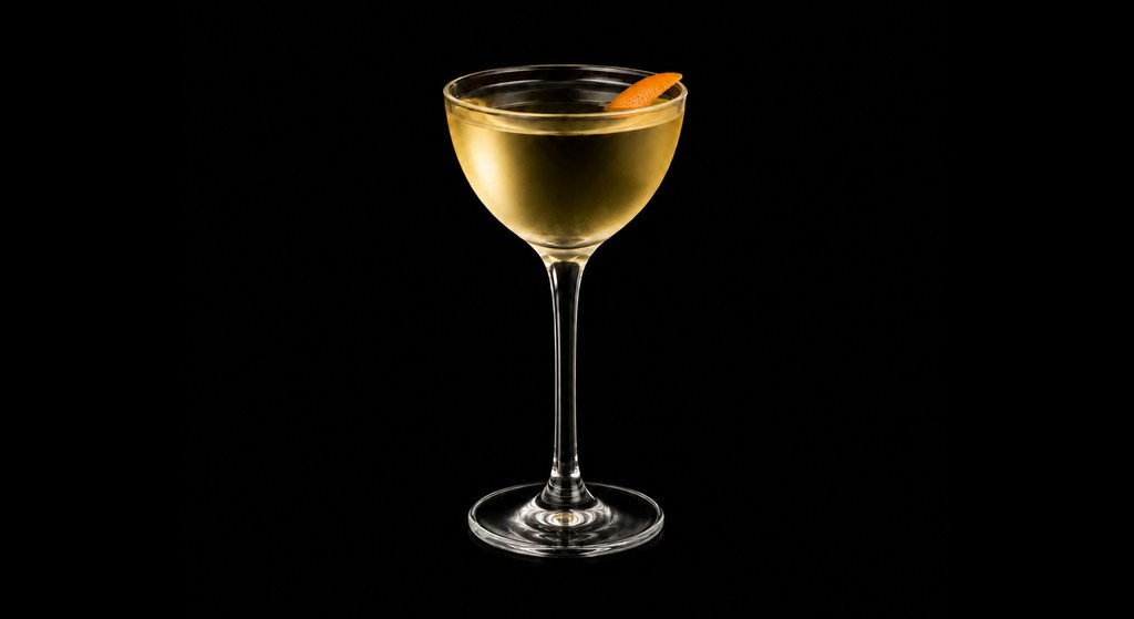 Flatiron Martini cocktail on a dark studio background