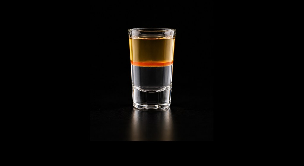 Flatliner cocktail on a dark studio background