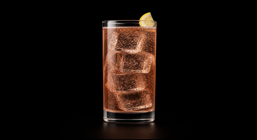 Fleur Noire Highball cocktail on a dark studio background