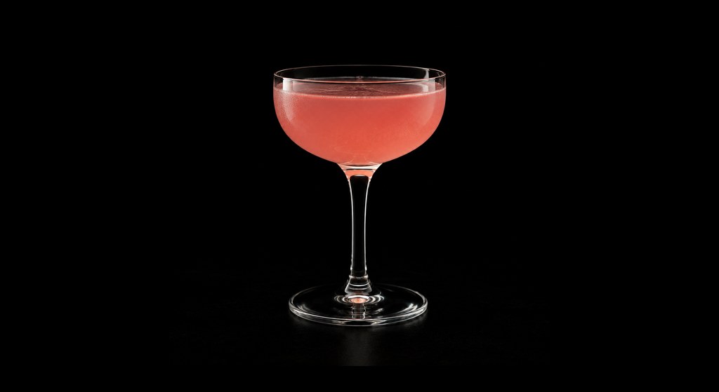 Floradora cocktail on a dark studio background