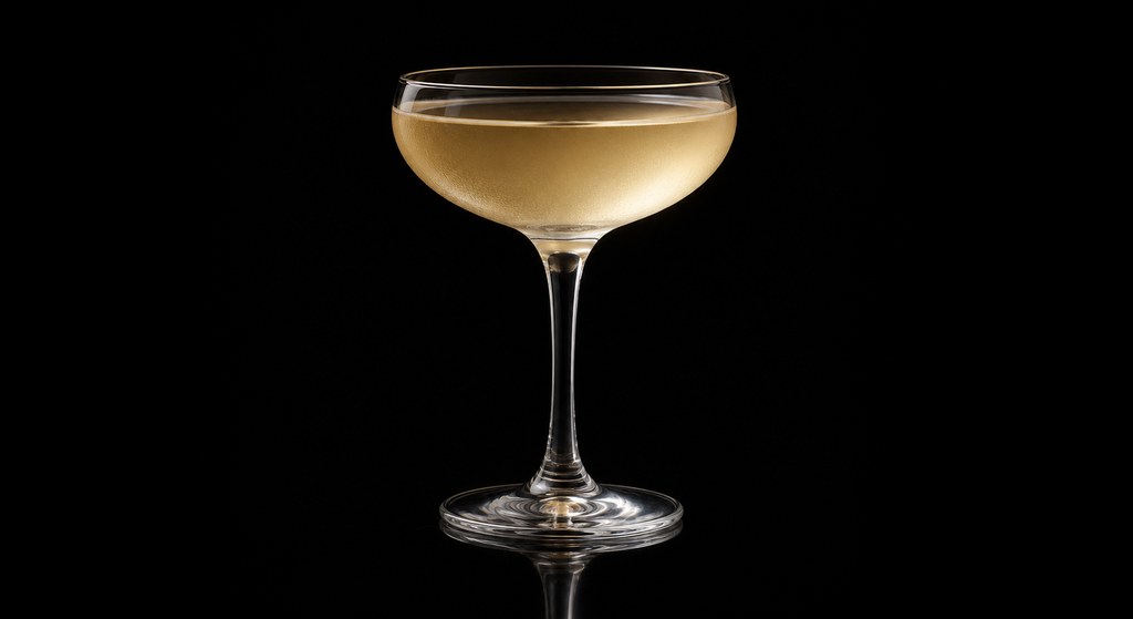 Flower Drop cocktail on a dark studio background