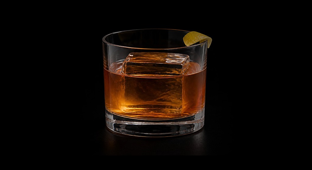 Folk Hero cocktail on a dark studio background