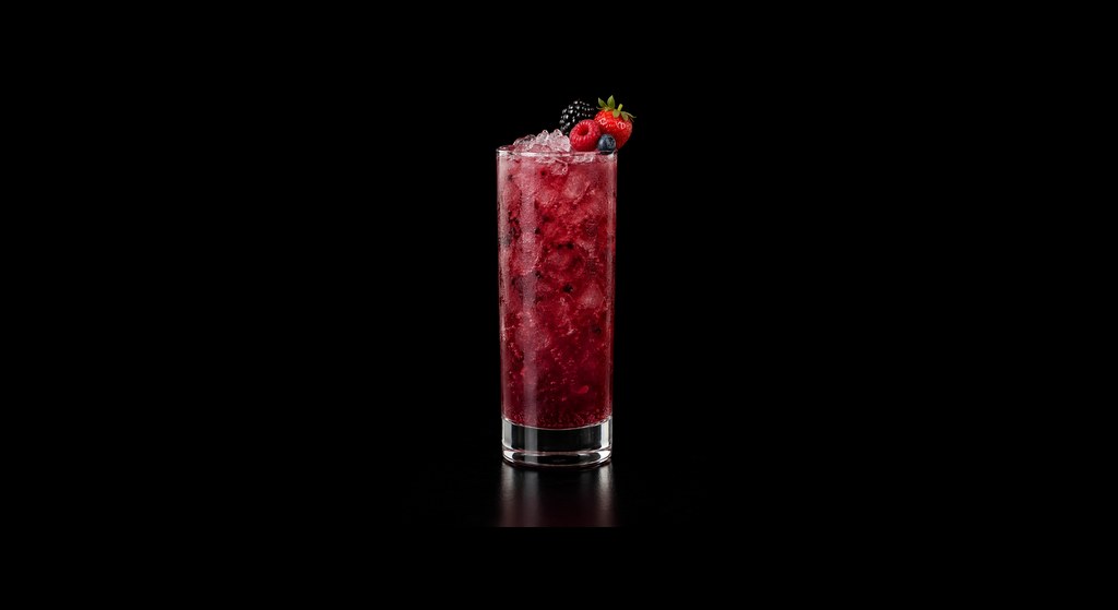 Forbidden Fruits cocktail on a dark studio background