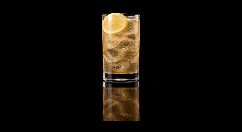 French 40 cocktail on a dark studio background
