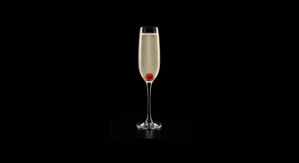 French 76 cocktail on a dark studio background
