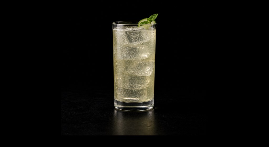 French Maid cocktail on a dark studio background