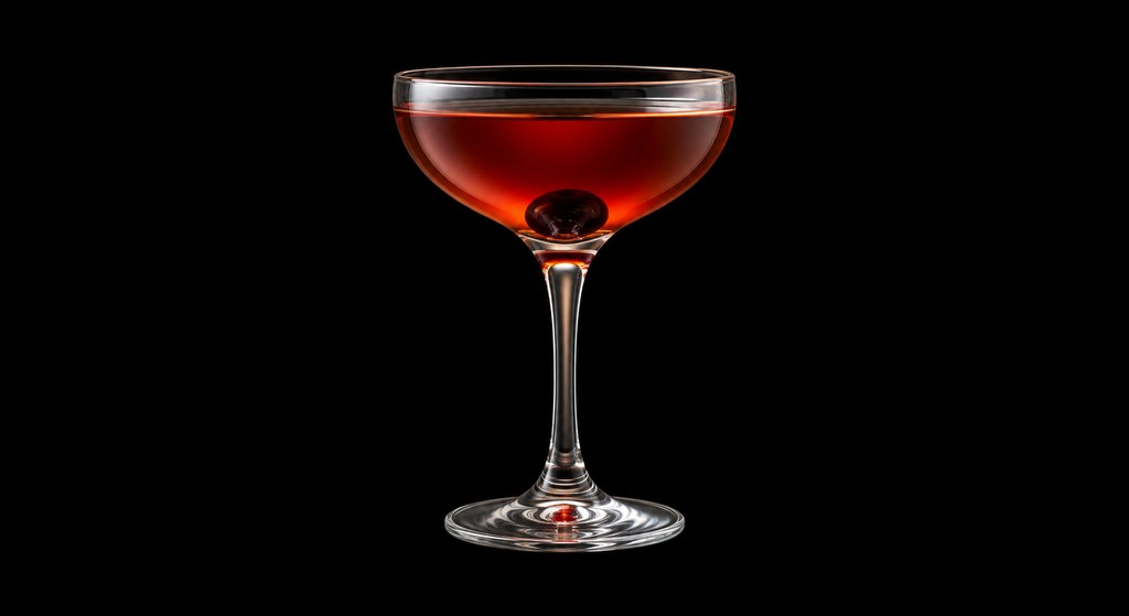 French Manhattan cocktail on a dark studio background