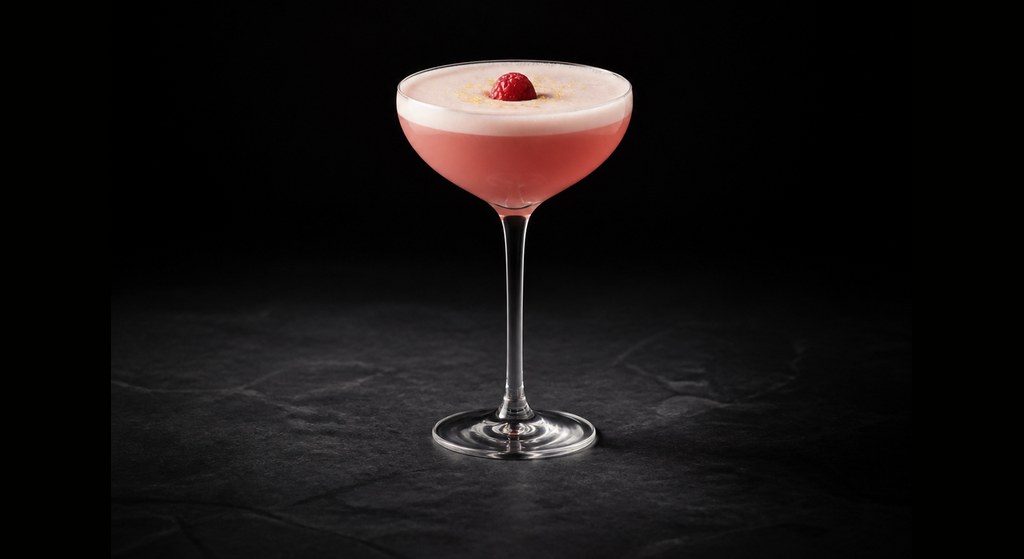 French Martini cocktail on a dark studio background