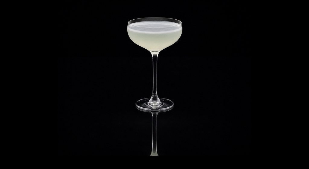 French Pearl cocktail on a dark studio background