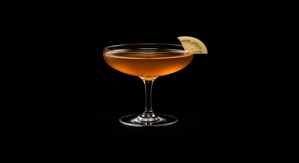 French Quarter cocktail on a dark studio background
