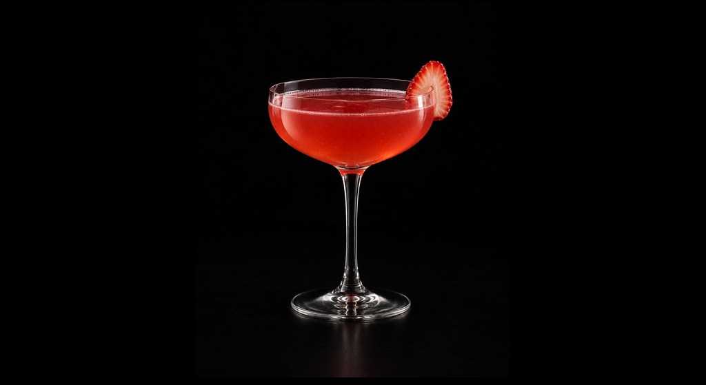 Fresh Strawberry cocktail on a dark studio background