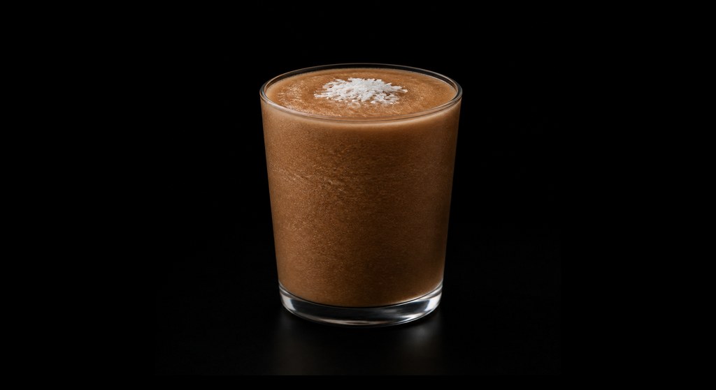Frozen Espresso Martini cocktail on a dark studio background
