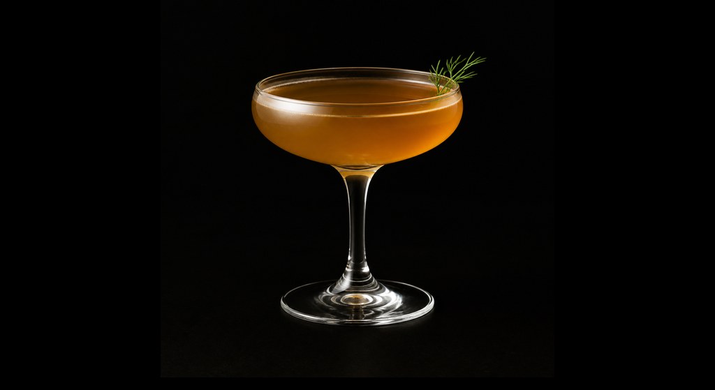 Full Circle (by Ryan Mowat) cocktail on a dark studio background